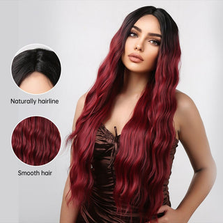 Stylonic Fashion Boutique Ombre Red Long Wave Lace Front Wig