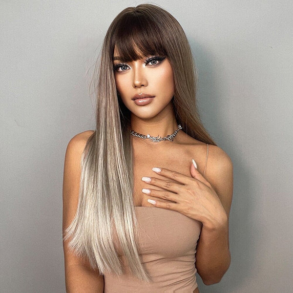 Stylonic Fashion Boutique Synthetic Wig Ombre Wig with Bangs Ombre Wig with Bangs - Stylonic Wigs