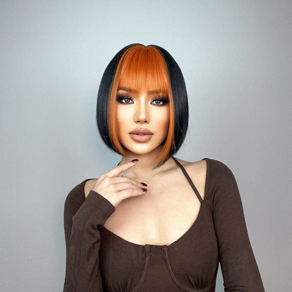 Stylonic Fashion Boutique Synthetic Wig Orange and Black Bob Wig Wigs - Orange and Black Bob Wig | Stylonic Fashion Boutique