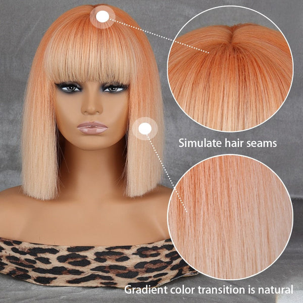 Stylonic Fashion Boutique Synthetic Wig Orange Bob Wig Wigs - Orange Bob Wig - Stylonic Fashion Boutique