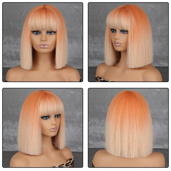 Stylonic Fashion Boutique Synthetic Wig Orange Bob Wig Wigs - Orange Bob Wig - Stylonic Fashion Boutique