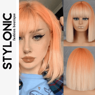 Stylonic Fashion Boutique Synthetic Wig Orange Bob Wig Wigs - Orange Bob Wig - Stylonic Fashion Boutique