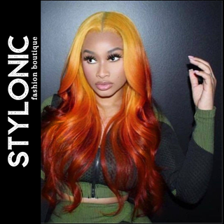 Stylonic Fashion Boutique Human Hair Wig Orange Human Hair Wig Orange Human Hair Wig - Stylonic Premium Wigs