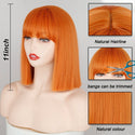 Stylonic Fashion Boutique Synthetic Wig Orange Wig with Bangs Wigs - Orange Wig with Bangs - Stylonic Fashion Boutique