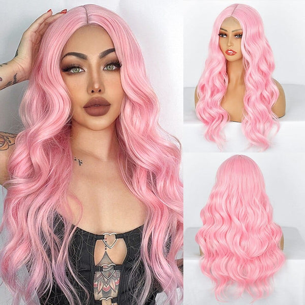 Stylonic Fashion Boutique Synthetic Wig Pink Wavy Wig Pink Wavy Wig - Stylonic Wigs