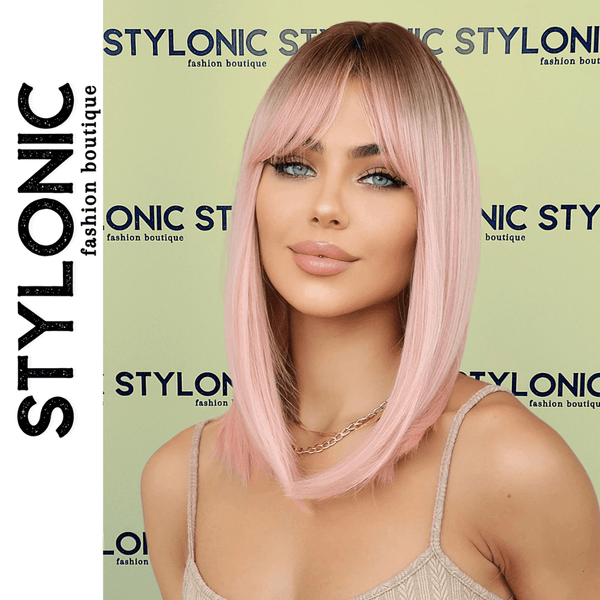 Stylish Pink Wig with Dark Roots Explore Wigs