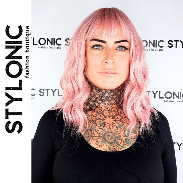 Stylonic Fashion Boutique Synthetic Wig Pink Wig with Fringe Pink Wig with Fringe - Stylonic Premium Wigs