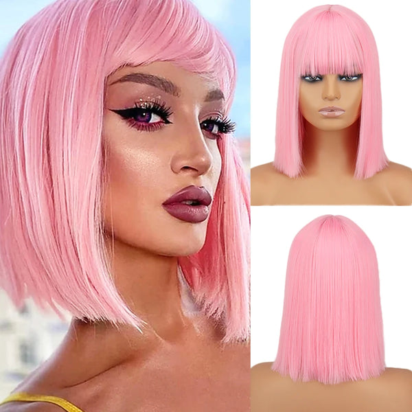 Stylonic Fashion Boutique Synthetic Wig Pink Wigs Bob Discover Our Pink Wigs Bob Collection: Specs & Pricing