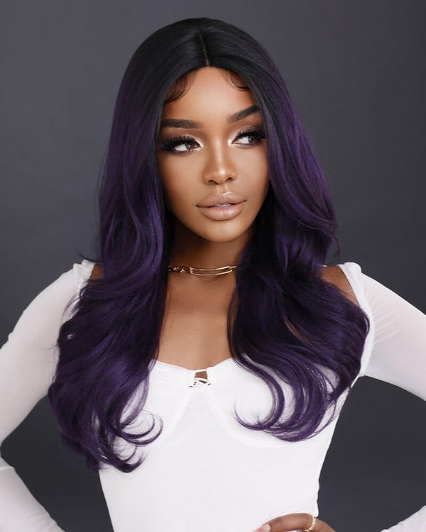 Stylonic Fashion Boutique Long Wavy Deep Purple Lace Front Wig