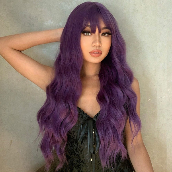 Stylonic Fashion Boutique Synthetic Wig LC6052-1 / China Purple Wig with Bangs Purple Wig with Bangs - Stylonic Fashion Boutique
