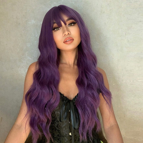 Stylonic Fashion Boutique Synthetic Wig LC6052-1 / China Purple Wig with Bangs Purple Wig with Bangs - Stylonic Fashion Boutique