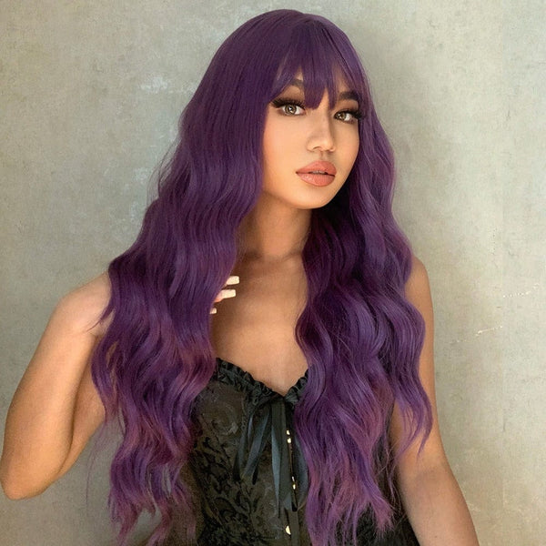 Stylonic Fashion Boutique Synthetic Wig LC6052-1 / China Purple Wig with Bangs Purple Wig with Bangs - Stylonic Fashion Boutique