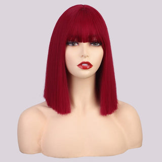 Stylonic Fashion Boutique Synthetic Wig Red Bob With Fringe Wigs - Red Bob With Fringe - Stylonic Fashion Boutique