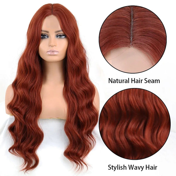 Stylonic Fashion Boutique 350 Long Wavy Wine Red Synthetic Wig Long Wavy Wine Red Synthetic Wig  - Stylonic Premium Wigs