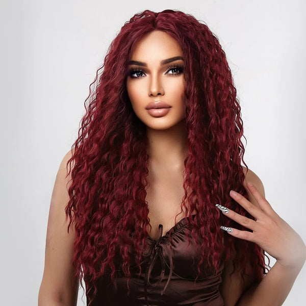 Stylonic Fashion Boutique HC11067-1 / 24inches / 1 PC | 150% Wine Red Kinky Curly Lace Front Wig