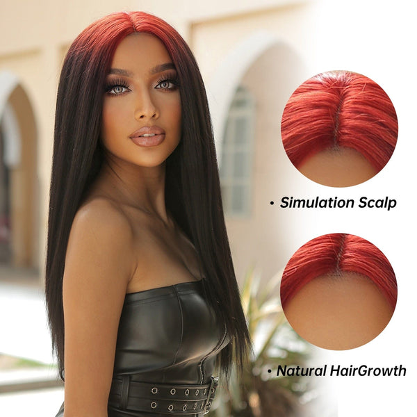 Stylonic Fashion Boutique Lace Front Synthetic Wig Red Ombre Wig Wigs - Red Ombre Wig - Stylonic Fashion Boutique