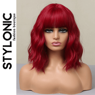 Stylonic Fashion Boutique Synthetic Wig Red Wig with Fringe Red Wig with Fringe - Stylonic Wigs