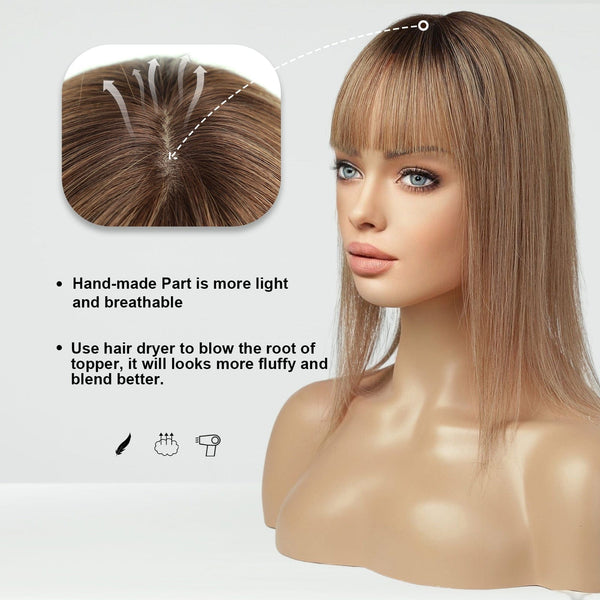 Remy Human Hair Toppers with Bangs