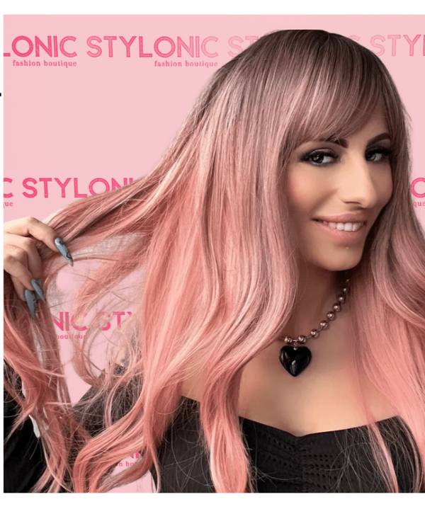 Stylonic Fashion Boutique Synthetic Wig Synthetic Pink Ombre Long Wavy Wig Synthetic Pink Ombre Long Wavy Wig - Stylonic Wigs