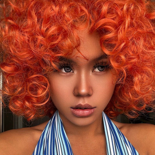 Stylonic Fashion Boutique Synthetic Wig Short Curly Orange Wig Short Curly Orange Wig | Red Wigs | Stylonic Fashion Boutique