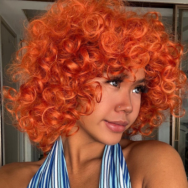 Stylonic Fashion Boutique Synthetic Wig Short Curly Orange Wig Short Curly Orange Wig | Red Wigs | Stylonic Fashion Boutique