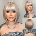 Stylonic Fashion Boutique Synthetic Wig Short Platinum Blonde Wig with Bangs Short Platinum Blonde Wig with Bangs - Stylonic Wigs