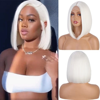 Stylonic Fashion Boutique Lace Front Synthetic Wig Short White Bob Wig Short White Bob Wig - Stylonic Fashion Boutique