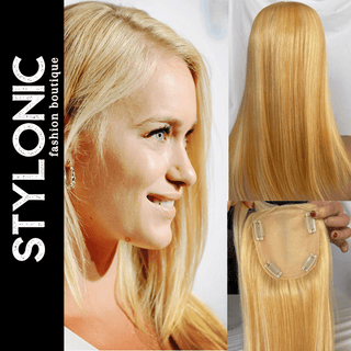 Stylonic Fashion Boutique Hair Topper Straight Silk Base Human Hair Topper Mixed Blonde Straight Silk Base Human Hair Topper Mixed Blonde - Stylonic Wigs