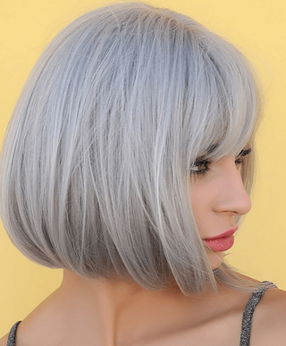 Stylonic Fashion Boutique Synthetic Wig Silver Bob Wigs | Silver Bob Wig  - Stylonic Fashion Boutique