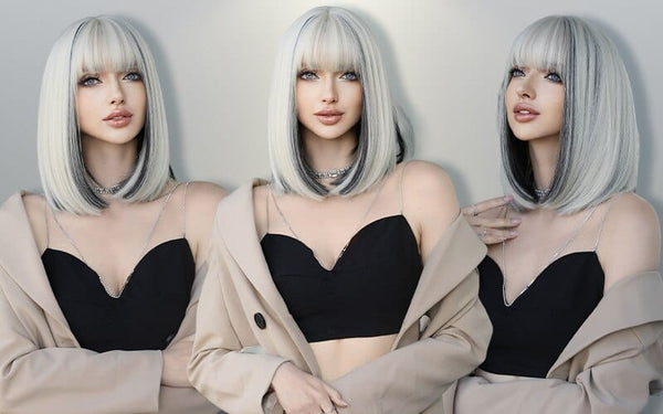 Stylonic Fashion Boutique Synthetic Wig Silvery Ash Blonde and Black Wig Silvery Ash Blonde and Black Wig - Stylonic Fashion Boutique