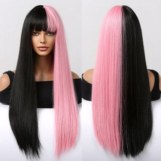 Stylonic Fashion Boutique Synthetic Wig Straight Black and Pink Wig Straight Black and Pink Wig - Stylonic Wigs