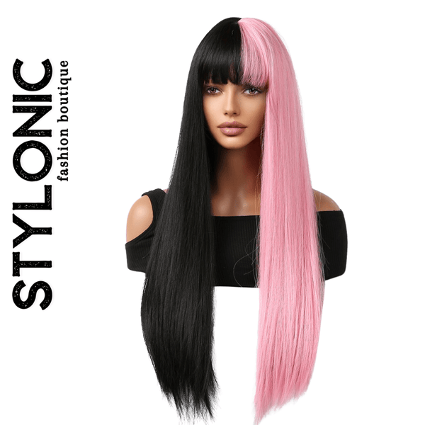 Stylonic Fashion Boutique Synthetic Wig Straight Black and Pink Wig Straight Black and Pink Wig - Stylonic Wigs