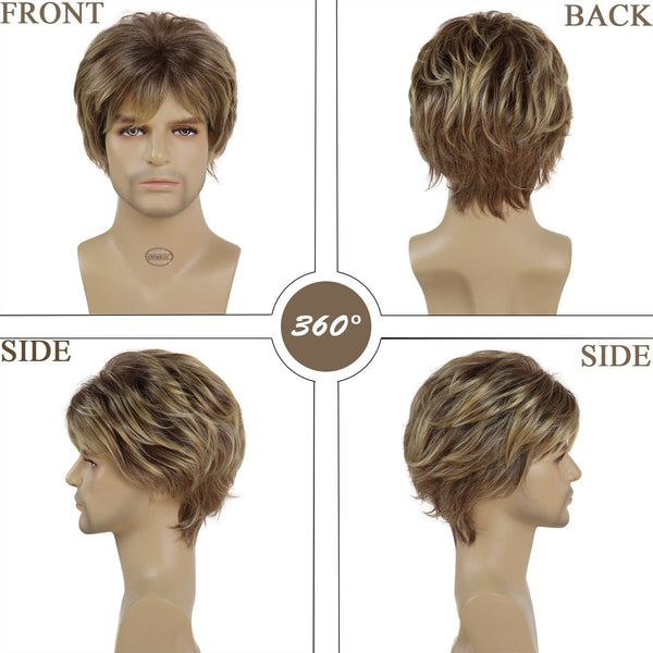 Stylonic Fashion Boutique Synthetic Mans Short Dark Blonde Wig