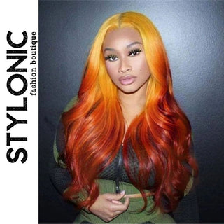 Stylonic Fashion Boutique Human Hair Wigs Trisha - Ombre Orange Human Hair Wig Human Hair Wigs | Orange Wig | Stylonic Fashion Boutique
