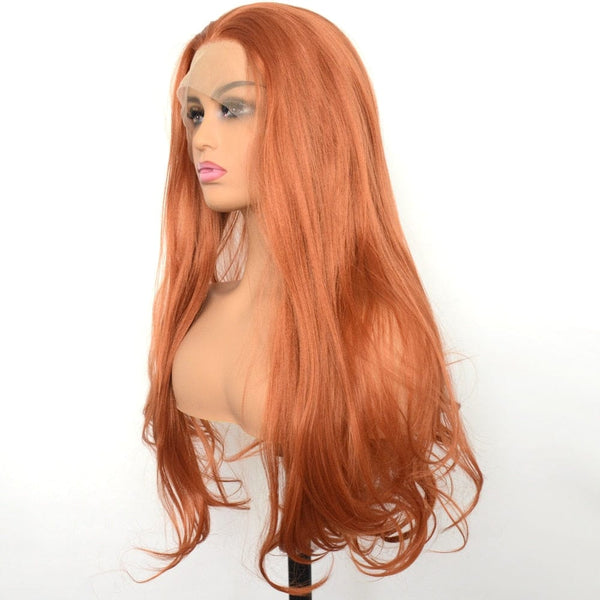 Stylonic Fashion Boutique 1 PC / 150% / China | 22inches Voguebeauty Ginger Orange Synthetic Lace Front Wig Wave Heat Resistant Fiber Natural Hairline Cosplay For Women