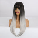 Stylonic Fashion Boutique Synthetic Wig White and Black Wig with Bangs Wigs - White and Black Wig with Bangs | Stylonic Fashion Boutique