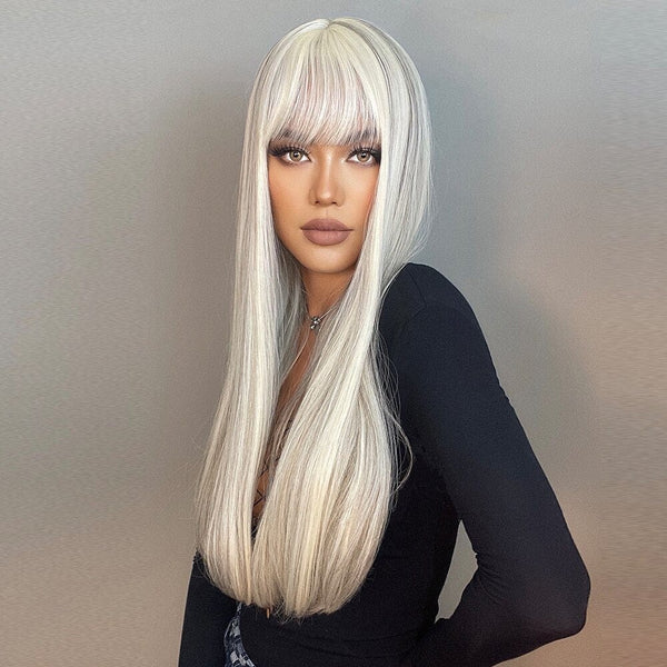 Stylonic Fashion Boutique Synthetic Wig White Wig with Bangs White Wig with Bangs - Stylonic Fashion Boutique