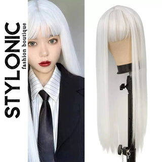 Stylonic Fashion Boutique Synthetic Wig White Wig with Fringe White Wig with Fringe - Stylonic Fashion Boutique