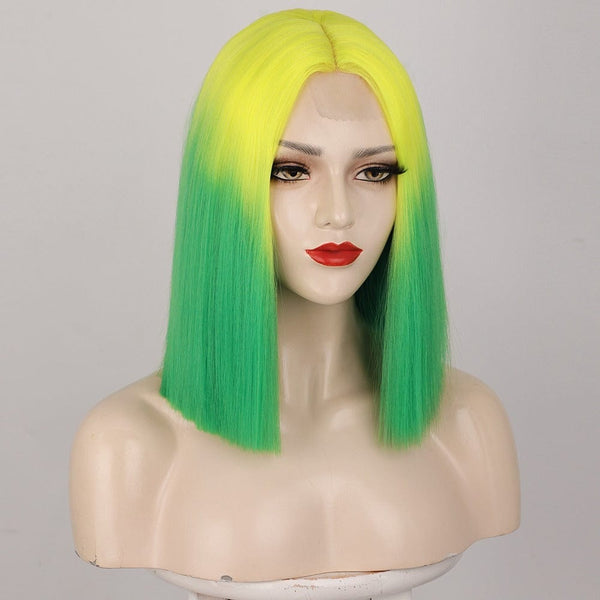 Stylonic Fashion Boutique Synthetic Wig Yellow and Green Wig Yellow and Green Wig - Stylonic