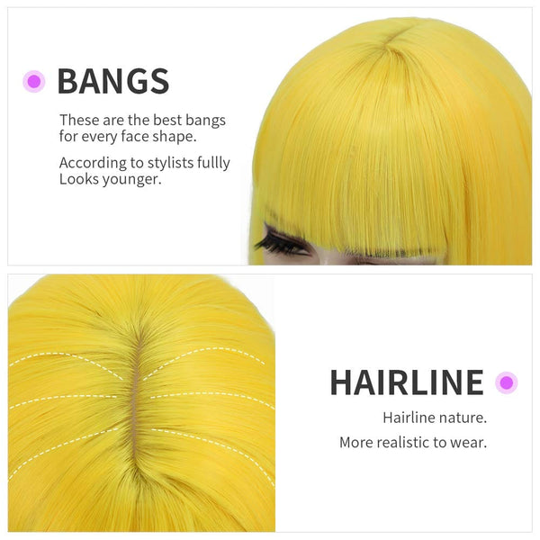 Stylonic Fashion Boutique Synthetic Wig Yellow Bob Wig Wigs - Yellow Bob Wig | Yellow Wigs | Stylonic Fashion Boutique